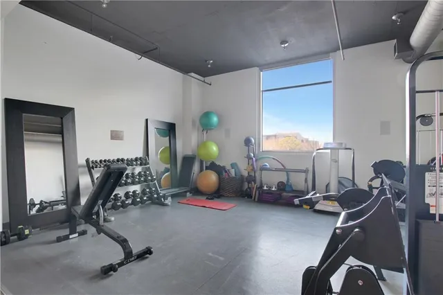 a room with gym equipment