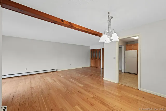 a view of a livingroom with a chandelier