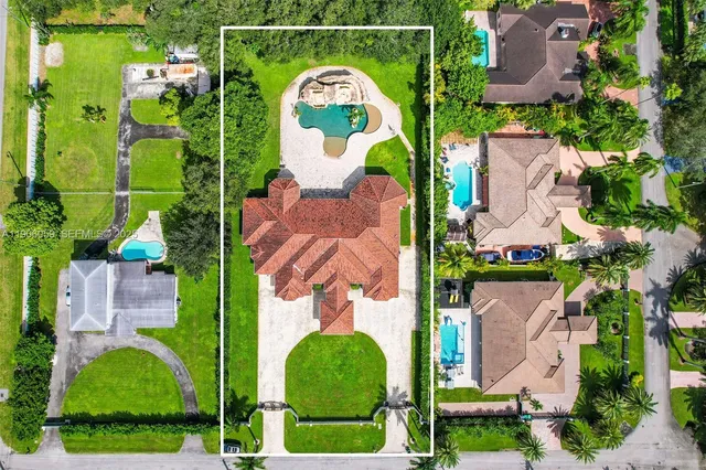 an aerial view of a house