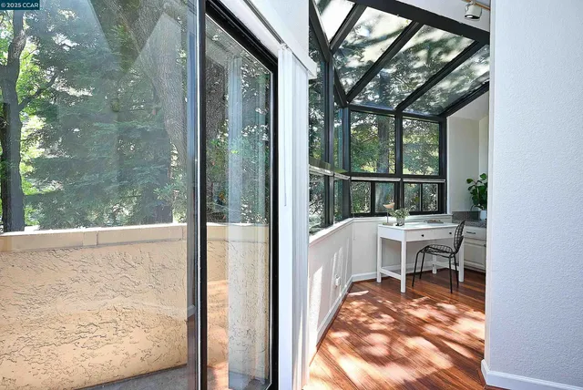 a balcony view with a outdoor space