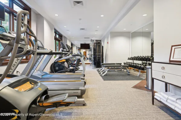 a view of a room with gym equipment