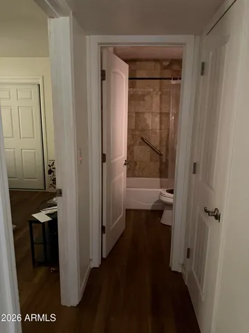 a bathroom with a bathtub