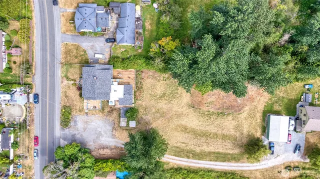 a view of a swimming pool with an ocean view