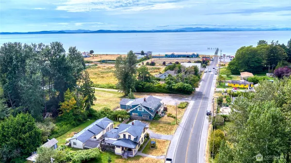 a view of a city and ocean view