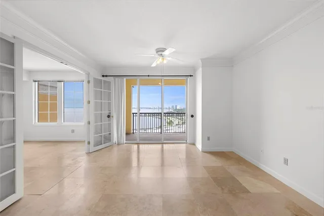 an empty room with windows