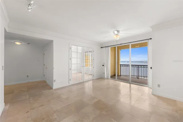 an empty room with windows