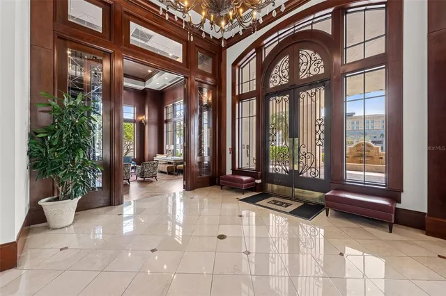 a view of a swimming pool with a yard