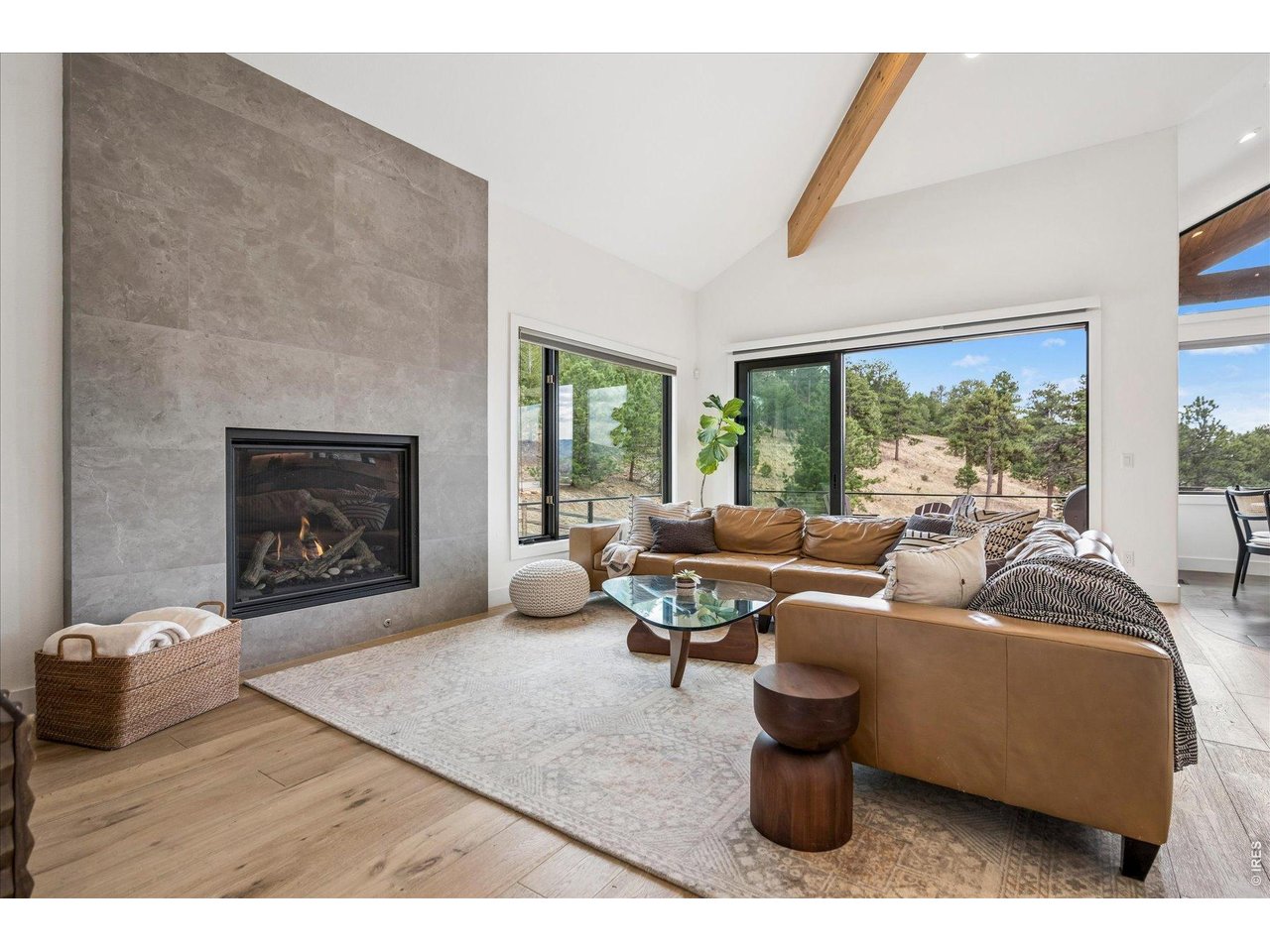 1424 Solitude Lane Evergreen, CO 80439 - Photo 12 of 46 a living room with furniture and a fireplace