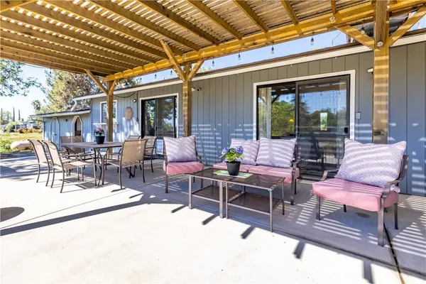 a outdoor space with lots of tables and chairs