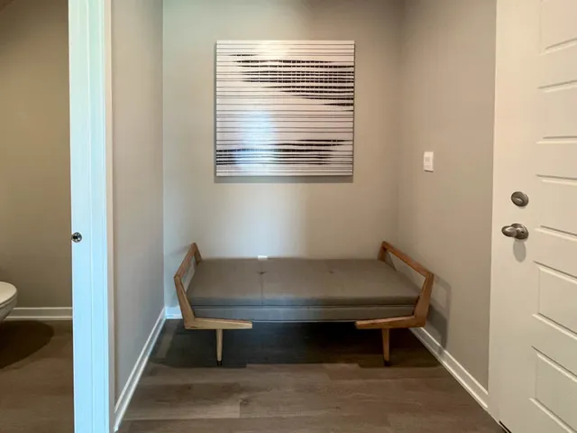 a room with a table and a window