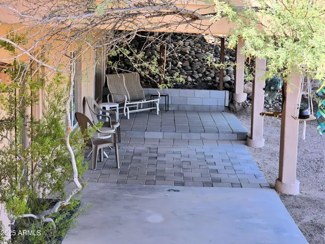 a view of outdoor space with seating area