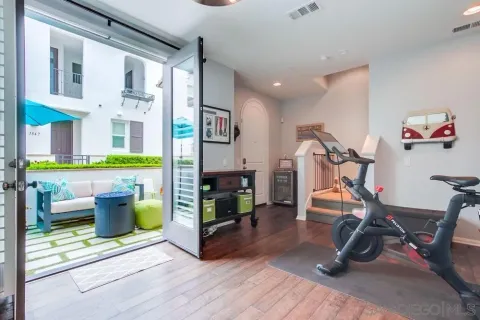 a view of a room with gym equipment