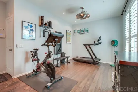 a view of a room with gym equipment