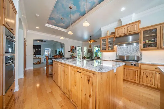 a balcony with furniture