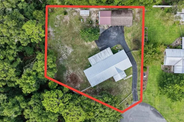 an aerial view of a house