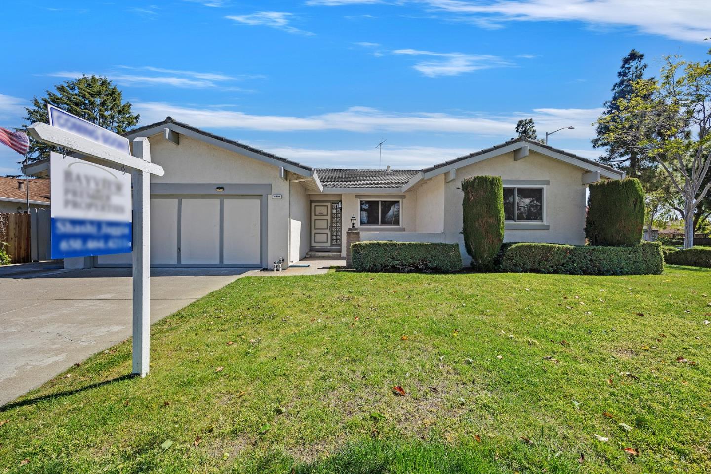 a house view with a garden space
