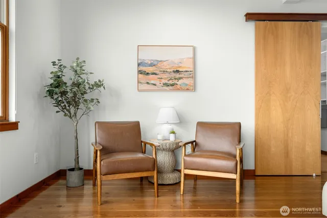 a chair and a table in a room