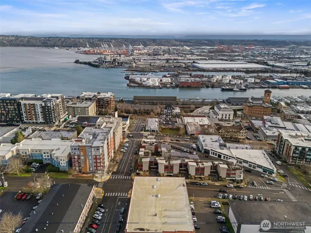 an aerial view of a city