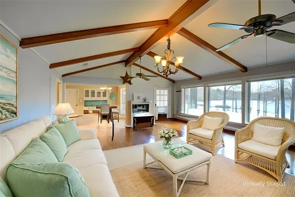 a living room with furniture