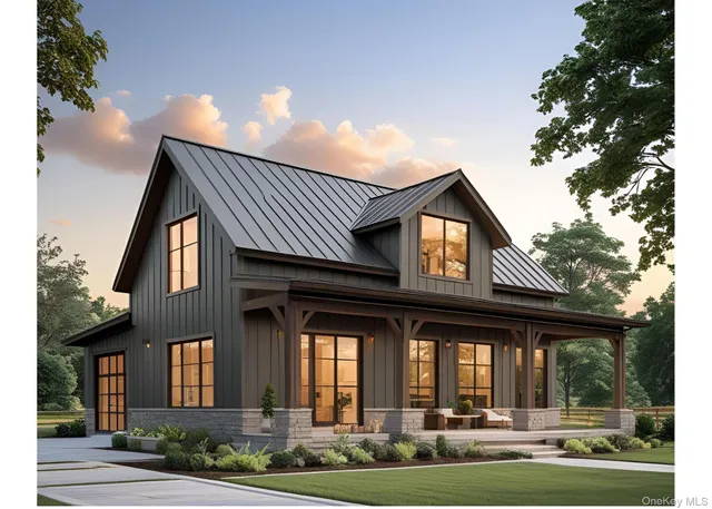 a view of brick building with a yard