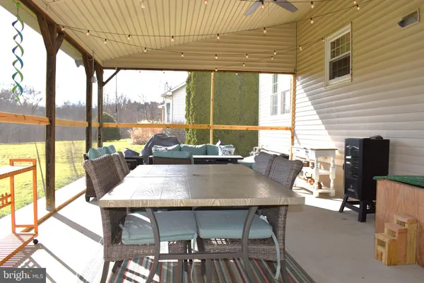 a outdoor living space with furniture