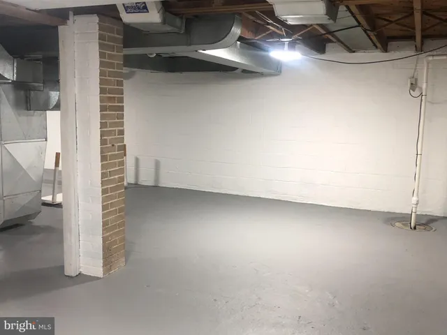 a view of a room with racks on the wall