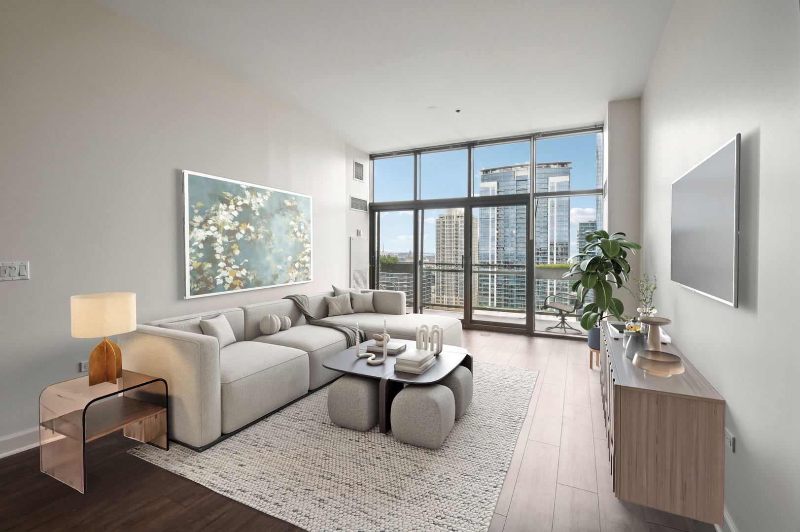 1335 South Prairie Avenue, Unit 2009 Chicago, IL 60605 - Photo 2 of 30 a living room with furniture and a large window
