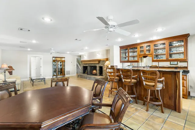 a view of a city with mountains in the background