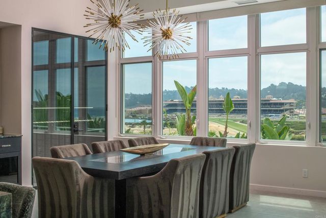 a view of a room with a large window