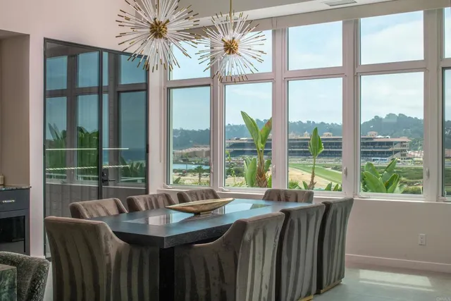 a view of a room with a large window