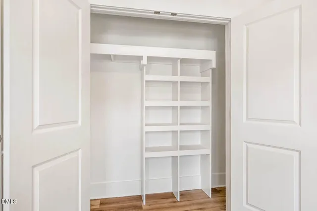 a view of a room with empty racks