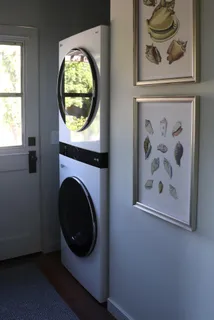 a close up view of a washer and dryer