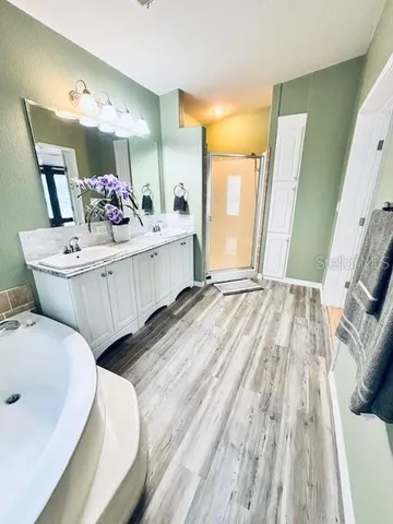a bathroom with a shower