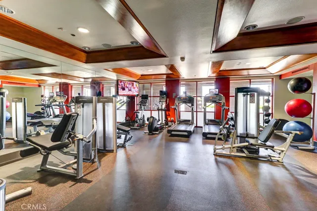 a view of a room with gym equipment