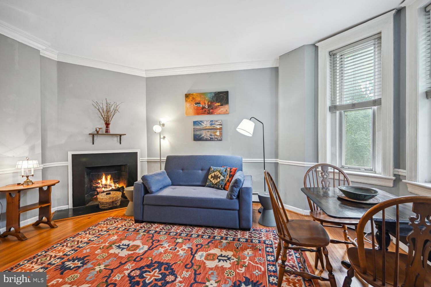 1831 Belmont Road Northwest, Unit 201 Washington, DC 20009 - Photo 3 of 11 a living room with furniture and a fireplace