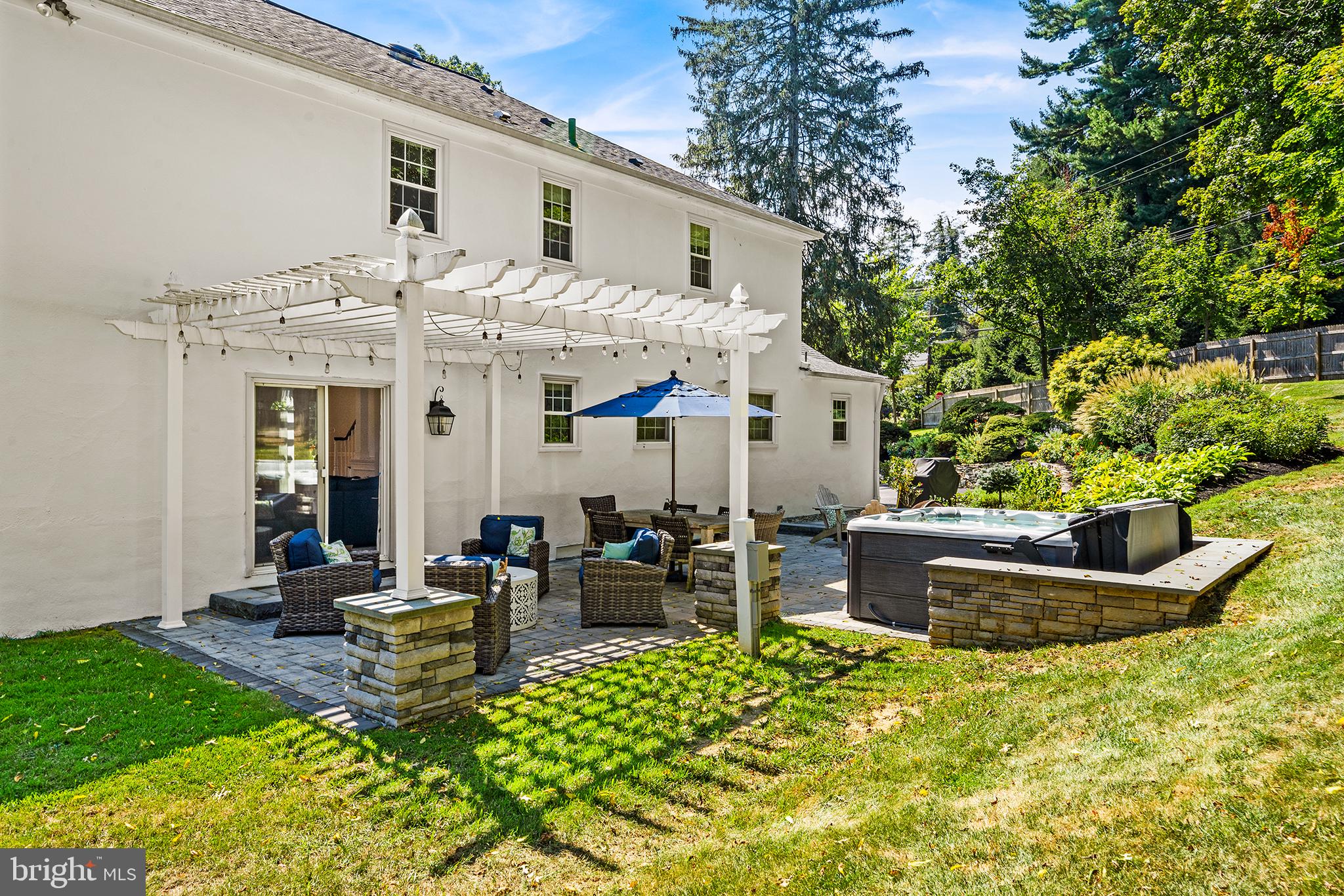 301 Orchard Way Wayne, PA 19087 - Photo 36 of 48 Entertaining Space with Pergola and Hot Tub