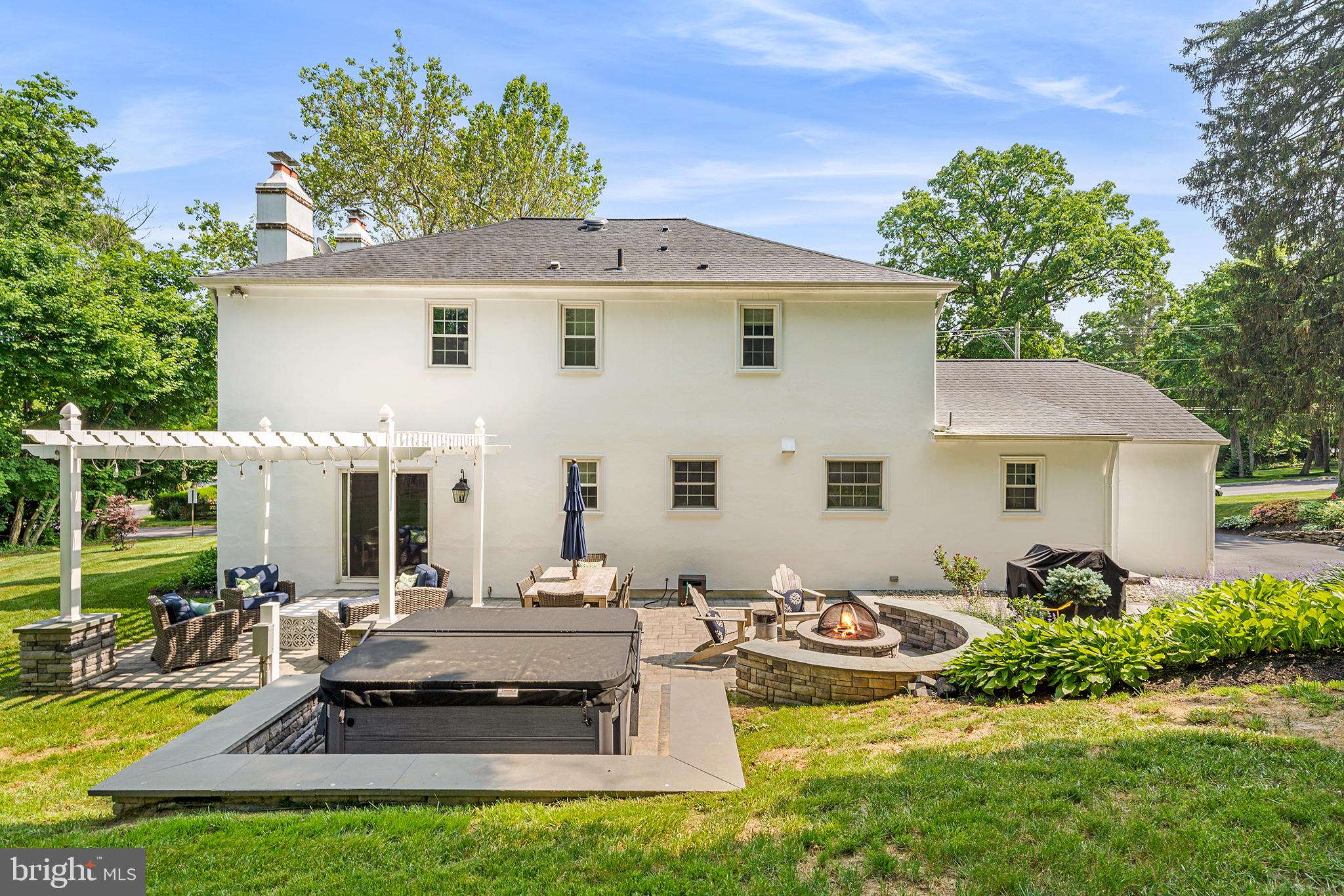 301 Orchard Way Wayne, PA 19087 - Photo 38 of 48 Entertaining Space with Pergola and Hot Tub