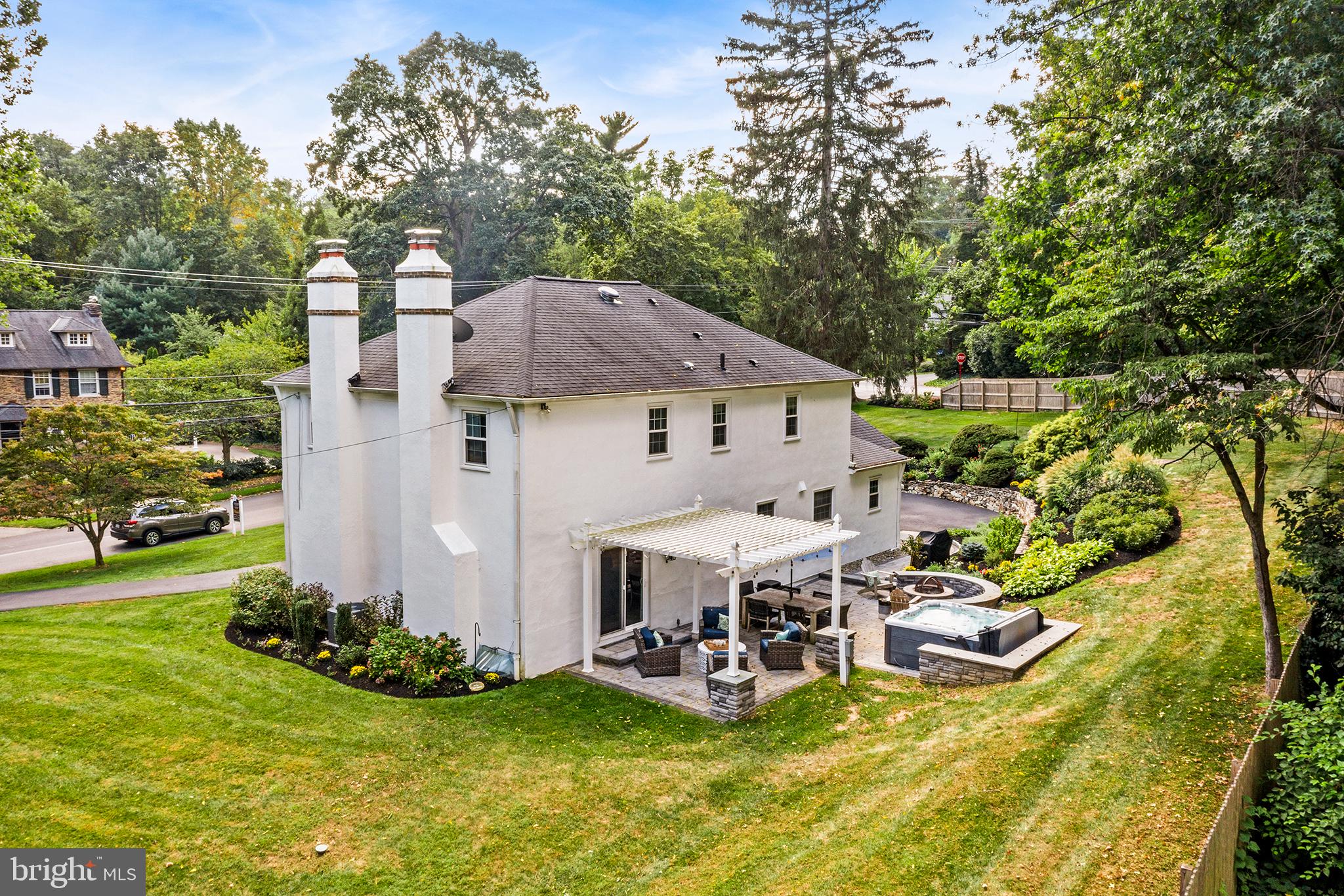 301 Orchard Way Wayne, PA 19087 - Photo 39 of 48 Entertaining Space with Pergola and Hot Tub