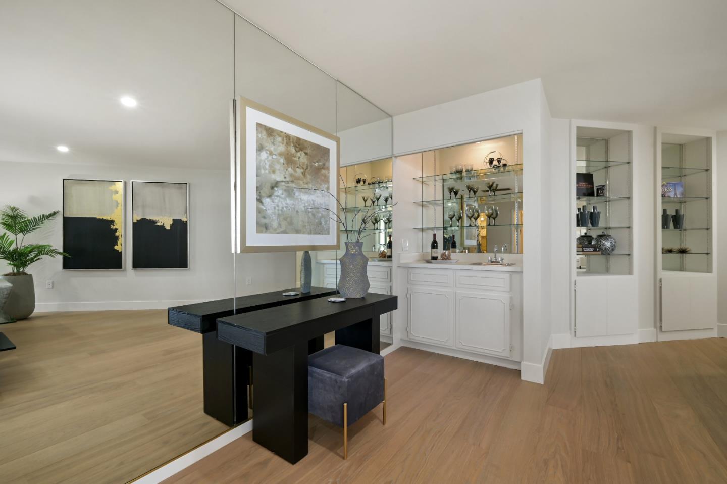 110 Park Road, Unit 502 Burlingame, CA 94010 - Photo 19 of 43 a living room with furniture and wooden floor