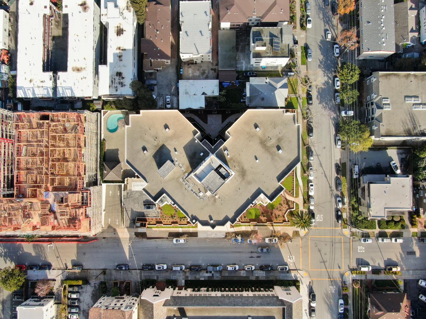 110 Park Road, Unit 502 Burlingame, CA 94010 - Photo 43 of 43 an aerial view of a building with outdoor space