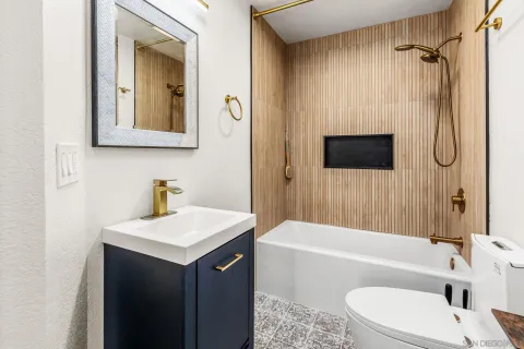 a view of a hallway with washer and dryer
