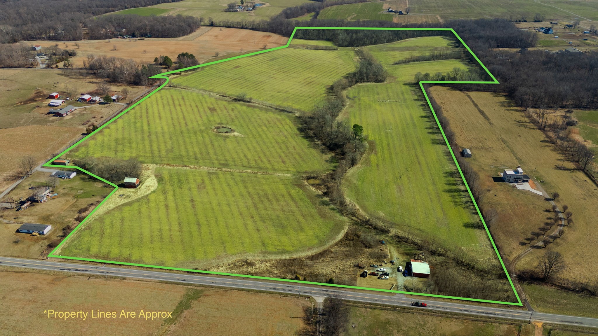 an aerial view of a residential houses