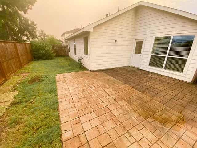 a view of backyard of house
