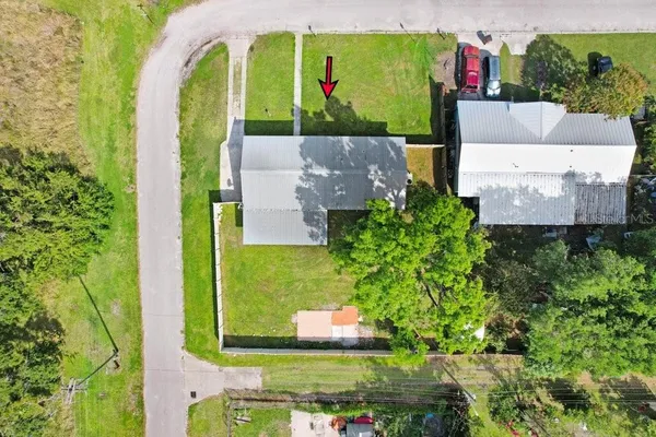 an aerial view of a house