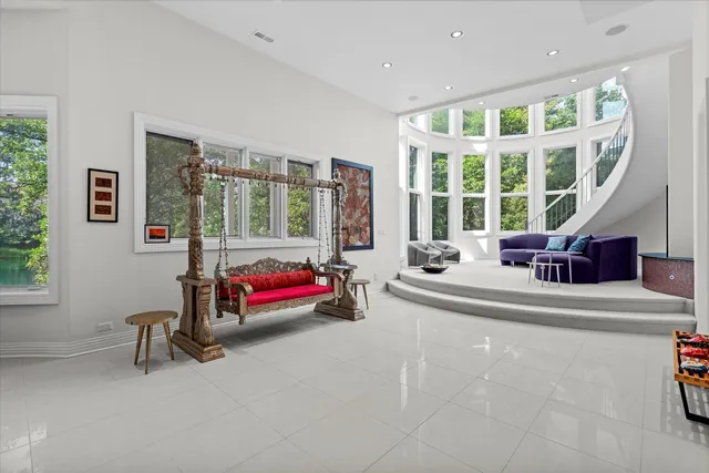 an outdoor view with patio