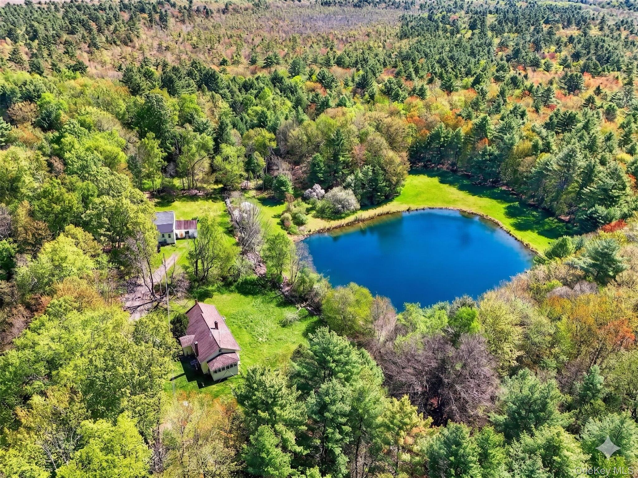 an aerial view of a house