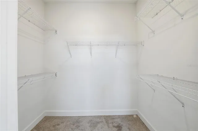 a view of a room with racks on the wall