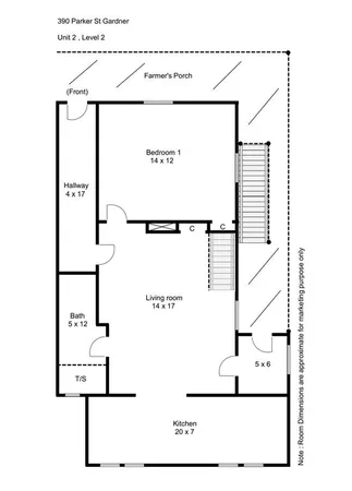 a picture of a bench in front of a door