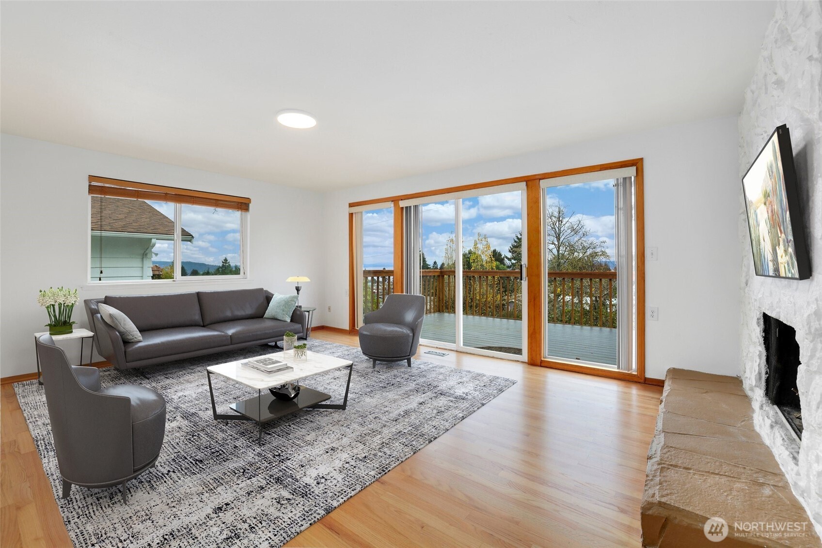 4609 North Vassault Street Tacoma, WA 98407 - Photo 5 of 37 a living room with furniture and a flat screen tv
