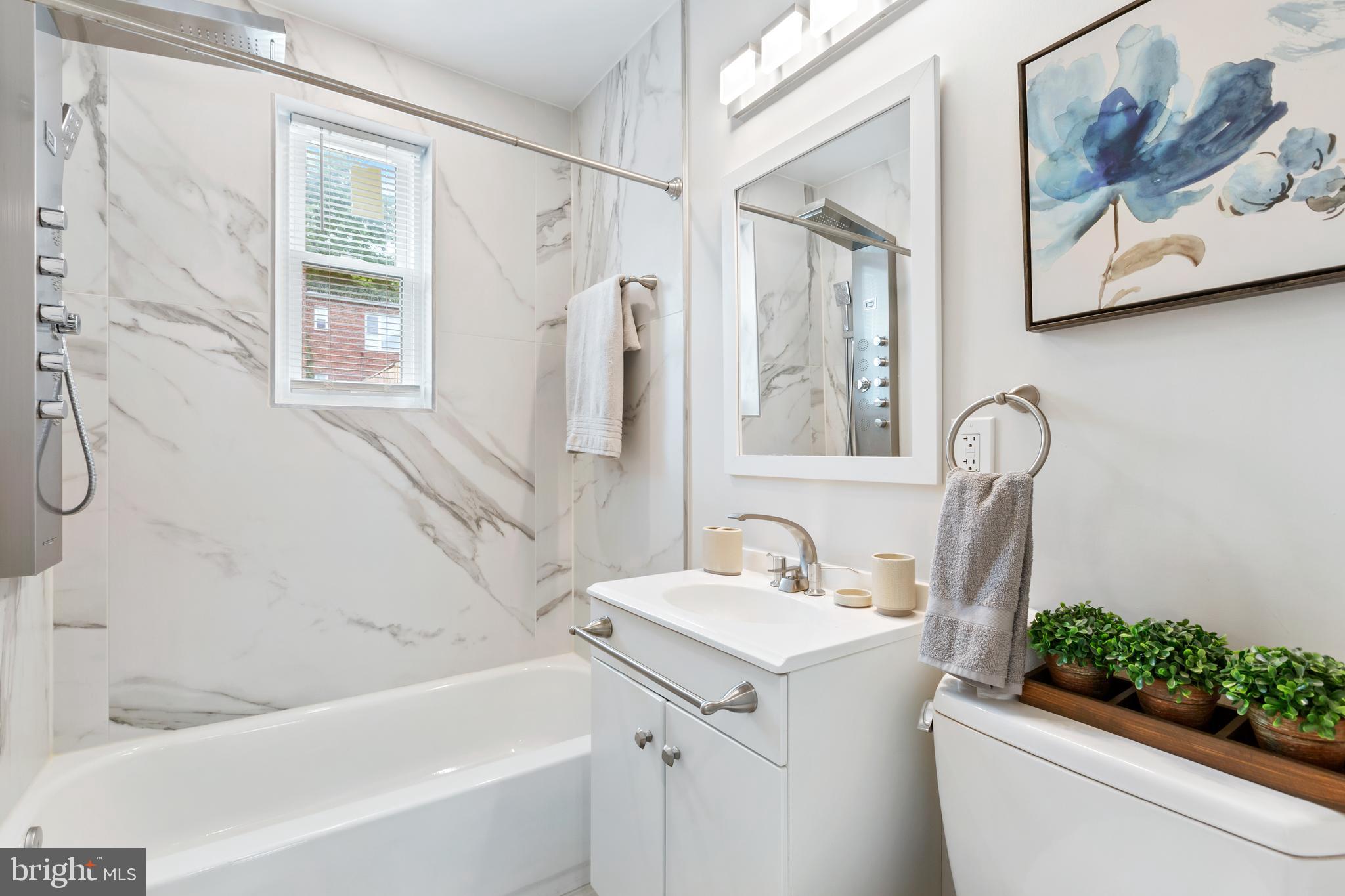 53 Victor Street Northeast, Unit 1 Washington, DC 20011 - Photo 11 of 18 a bathroom with a sink mirror and a bathtub
